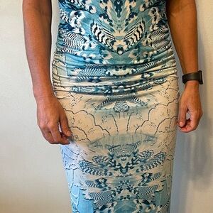 Venus Ruched Printed Maxi Dress, Medium